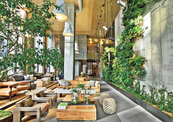Design biophilique intérieur — végétaux et matériaux naturels Montréal